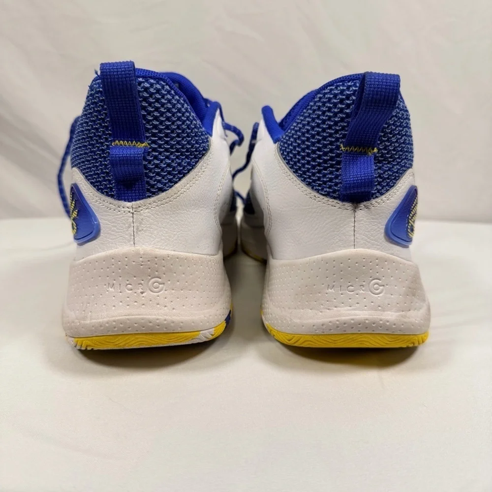 Under Armour Curry Men’s Basketball Athletic Shoe Size 11.5 Blue, Yellow & White